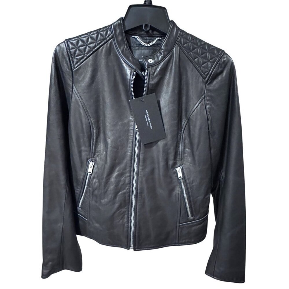 Marc New York Andrew Marc Womens Leather Motorcycle Jacket Black S NWT MSRP $350